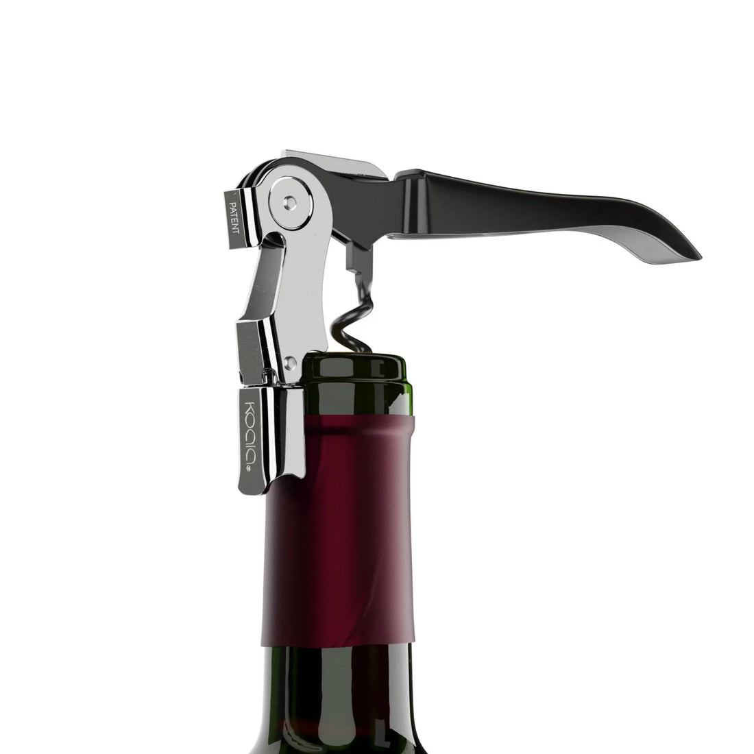 Dettagli del Cavatappi AC a due tempi personalizzato di colore nero, con spirale inserita nel sughero