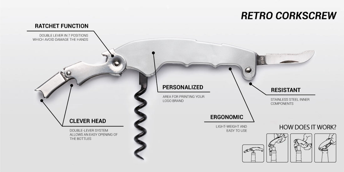 Cavatappi per vino professionale e di design con fantasia Smoking
