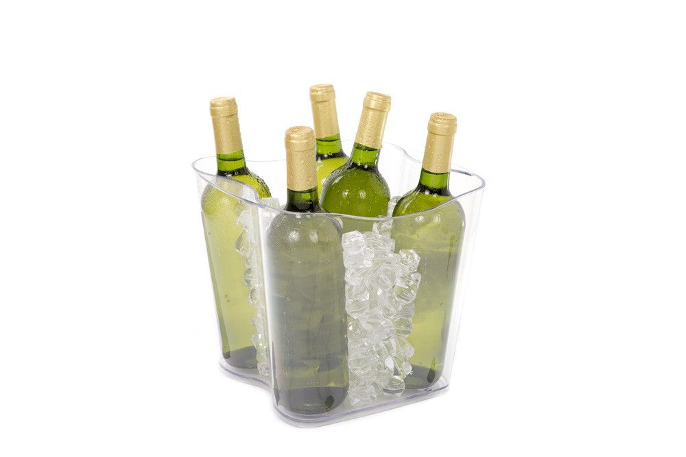 Spumantiera e secchiello portaghiaccio Duna, per 5 bottiglie di vino, con ghiaccio e bottiglie all'interno