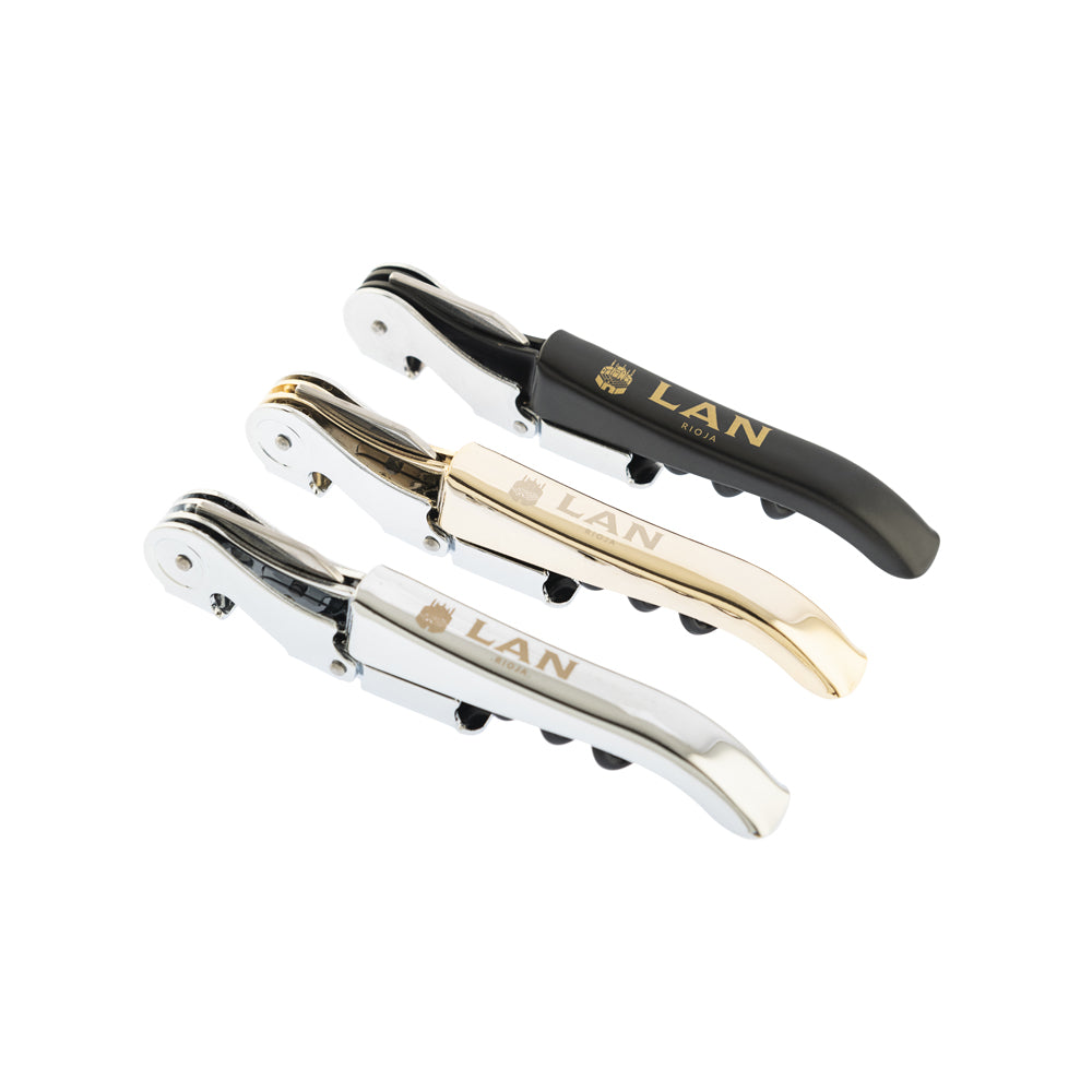 Cavatappi di design per vino AC Deluxe con sistema a doppia leva, modello oro rosa.