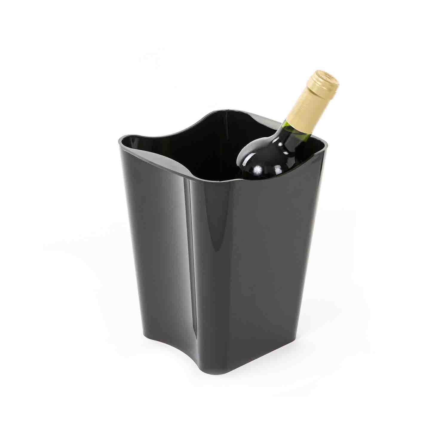 Secchiello portaghiaccio per vino di colore nero AC, con bottiglia al suo interno