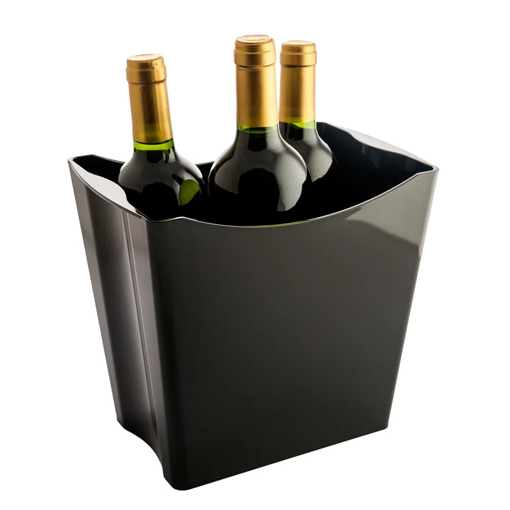 Secchiello portaghiaccio per bevande e bottiglie di vino Twins, variante Nero, con bottiglie di vino all'interno