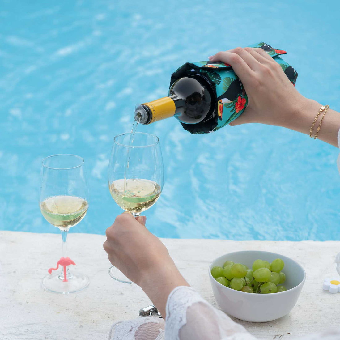 Fascia refrigerante per vino Print Cooler Wrap, con fantasia Flamingo