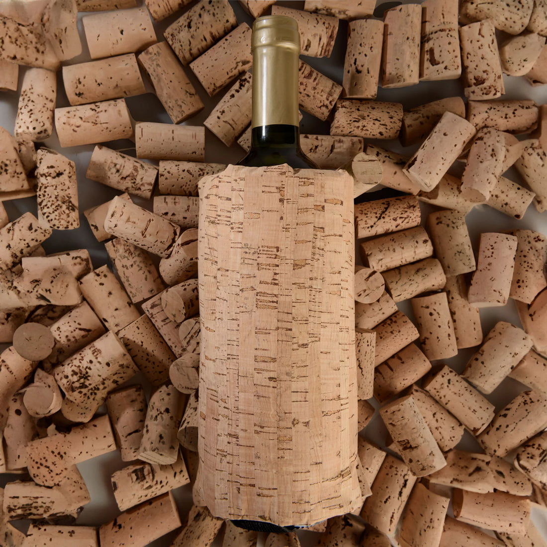 CORK COOLER • FASCIA REFRIGERANTE PER BOTTIGLIE DI VINO, CON GEL • EFFETTO SUGHERO e IUTA