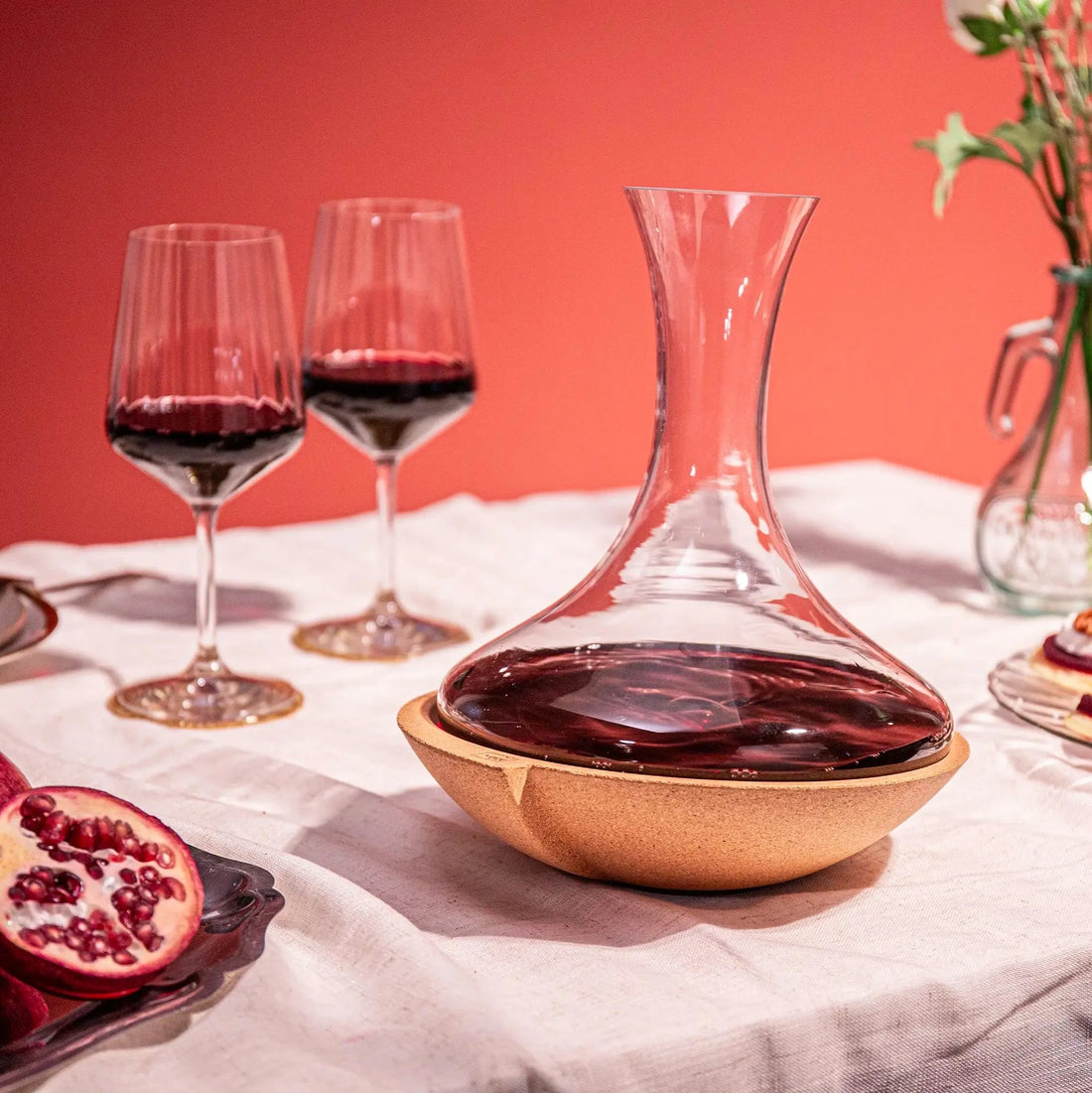 Decanter per vino in cristallo, con base in sughero, Swirling Cafe Vacu Vin