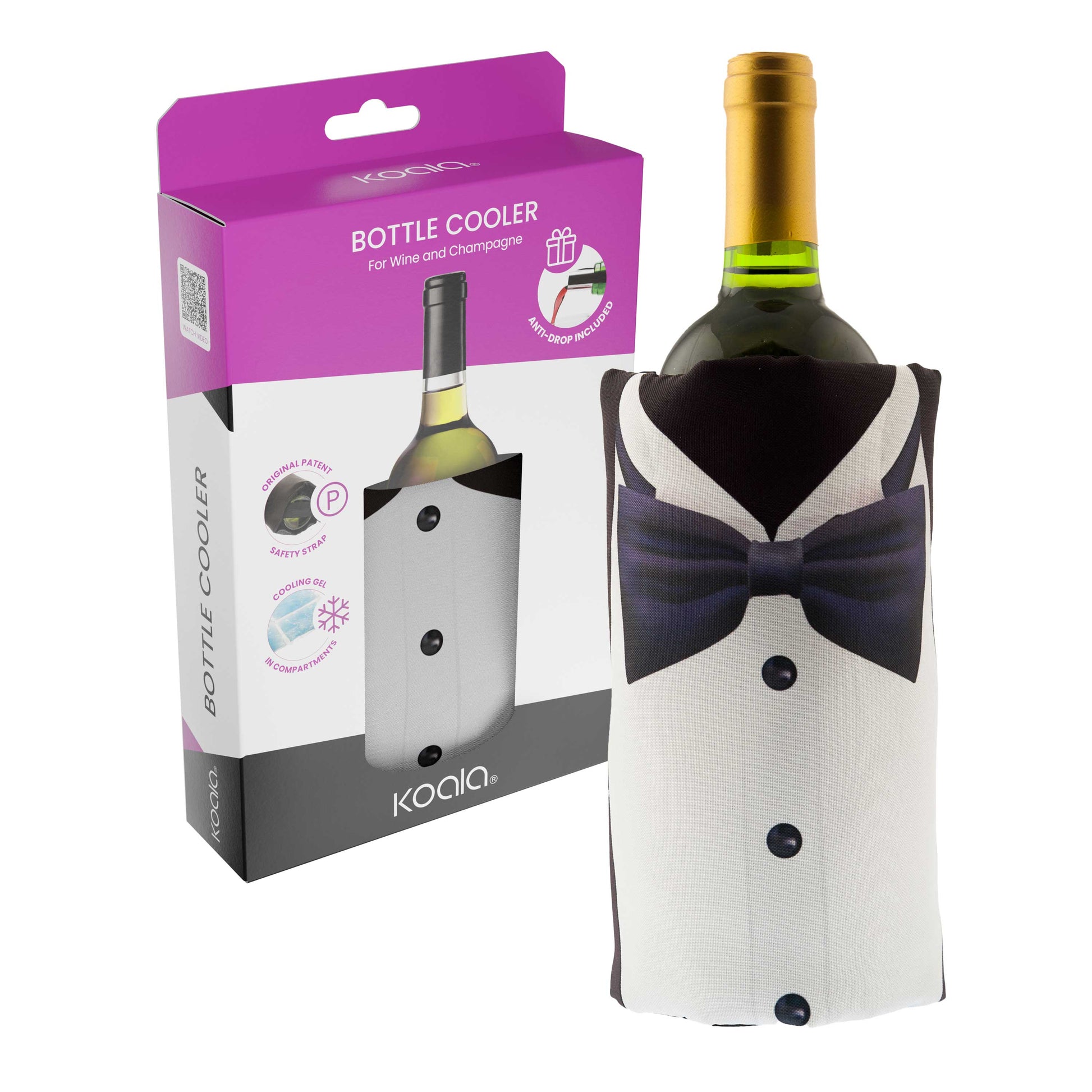 Confezione di vendita della fascia refrigerante per vino Print Cooler Wrap con fantasia Black Tie