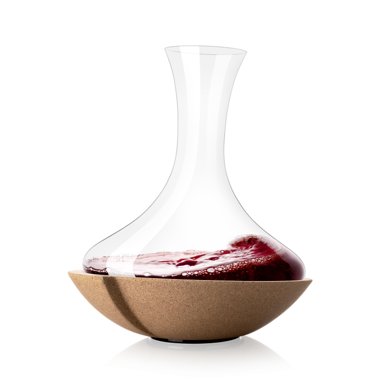 Decanter per vino in cristallo, con base in sughero, Swirling Cafe Vacu Vin