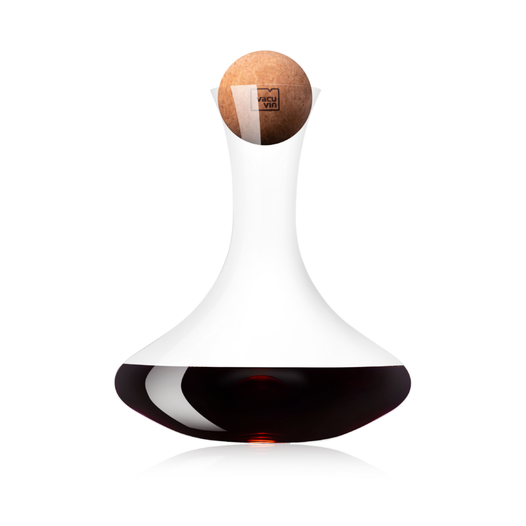 Decanter per Vino Vacu Vin, con tappo in sughero e dalle forme eleganti