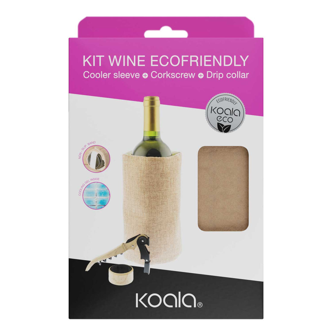 KIT WINE Ecofriendly con 3 ACCESSORI VINO con FASCIA REFRIGERANTE