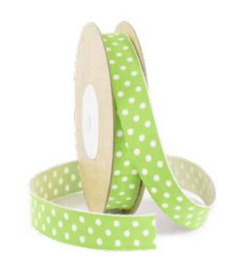 Nastro in cotone verde con pois bianchi per confezioni regalo