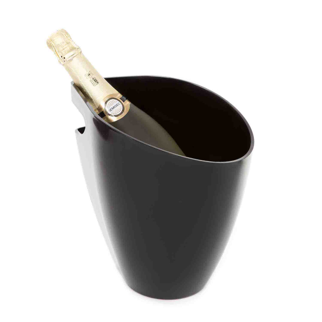 Secchiello portaghiaccio per vino o champagne Nature, variante trasparente, con bottiglia e ghiaccio all'interno