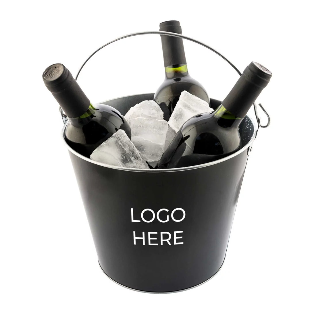 Secchiello portaghiaccio per vino in metallo di colore con personalizzazione e di colore nero