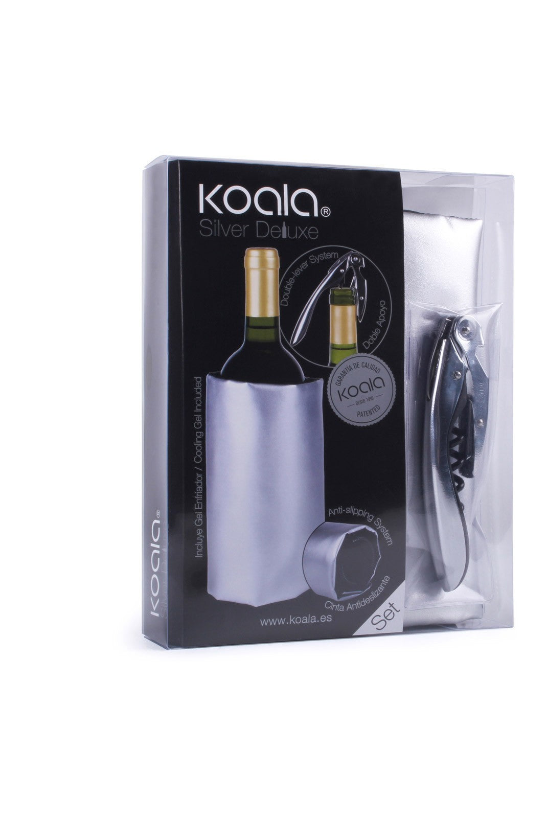 KIT ACCESSORI VINO DELUXE SILVER con FASCIA REFRIGERANTE + Cavatappi HT DELUXE