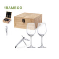 Set Vino in legno di Bamboo contenente due calici di vino ed un cavatappi professionale per vino